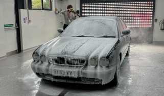 Autoglym Car Care Experience Day - front of Jaguar being cleaned